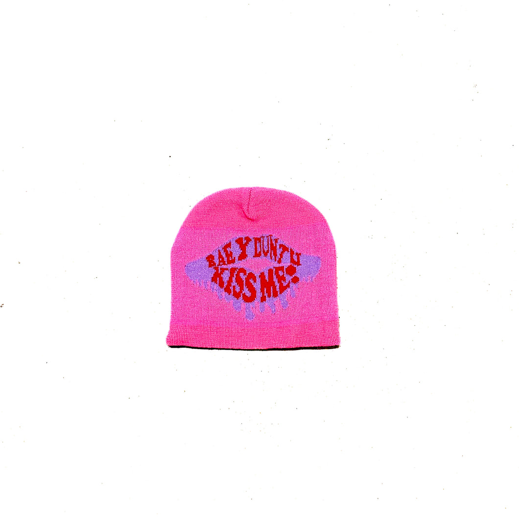 Pinky Pink “BAE Y DUNT U KISS ME!” Beanie